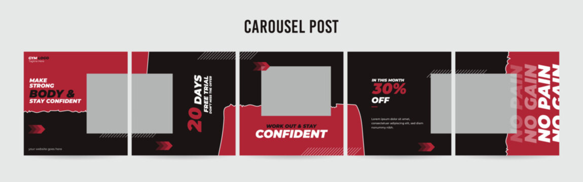 Editable Instagram Carousel Post Layout Set, Social Media Marketing microblog template design, tips & tricks linkedin post template, eps 10.	 - Powered by Adobe