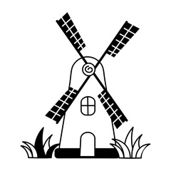 Trendy doodle icon of windmill house 