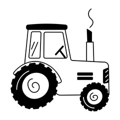 A doodle style icon of tractor 