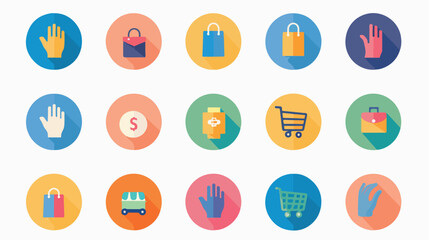 Online shopping and delivery icon set with 3d handy ha