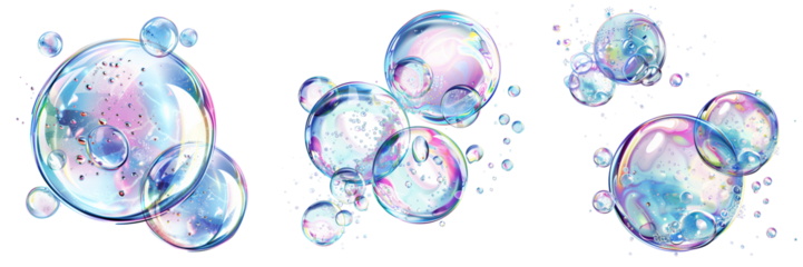 Colorful bubbles on transparent background . Clipart