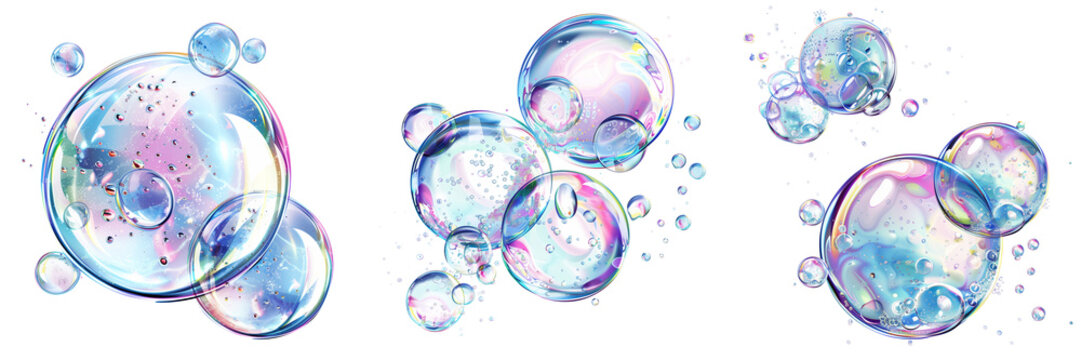 Colorful bubbles on transparent background . Clipart