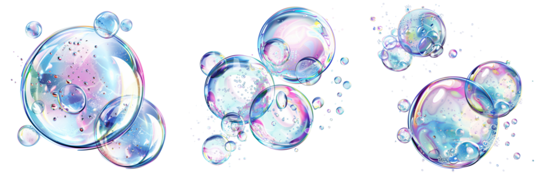 Colorful bubbles on transparent background . Clipart