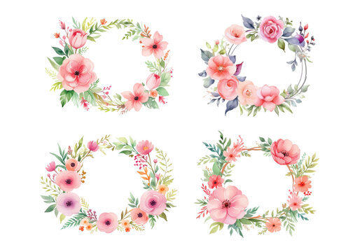 watercolor flower decorative frame collection