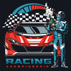 Obraz premium Racing championship vintage flyer colorful