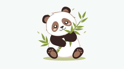 Panda Cuddling Bamboo Shoot Vector Logo Design Cute Be