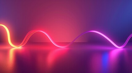 3d render, abstract minimalist background. Glowing neon spring, simple line with loops, red pink blue violet gradient, modern ultraviolet wallpaper 