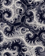 A grayscale seamless repeating pattern of organic forms