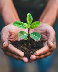 A small plant growing in a hand