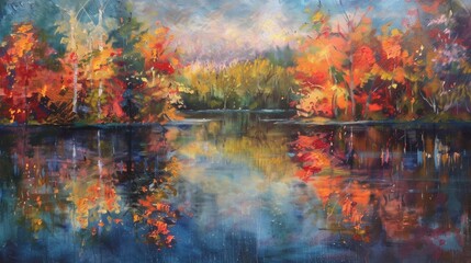 Obraz na płótnie Canvas Autumn s Brilliance Reflected on the Lake
