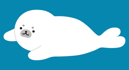 アザラシの赤ちゃんのベクターイラスト。アイコン、海、南極、動物