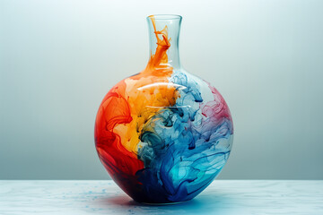 abstract rainbow colored vase for flower