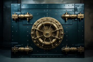 heavy bank vault door - financial security concept