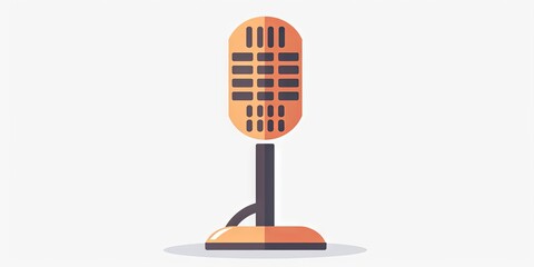 Golden color microphone stands against white background symbolizing dialogue or interview. Opinion