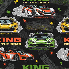 Kings roads colorful pattern seamless - obrazy, fototapety, plakaty
