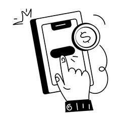 A scalable line icon showing mobile ppc 