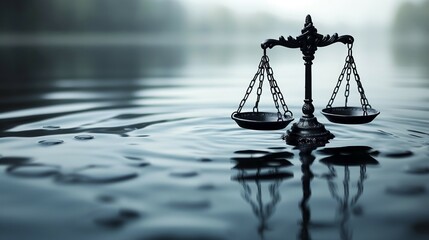 scales of justice in the water. 