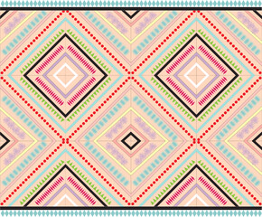 Geometric Ethnic Oriental Seamless Pattern Traditional Design for Background, Carpet, Wallpaper, Clothing, Wrapping, Batik, Vector, Illustration, Embroidery Style