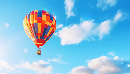 Fototapeta na wymiar Colorful hot air balloon in the clear sky