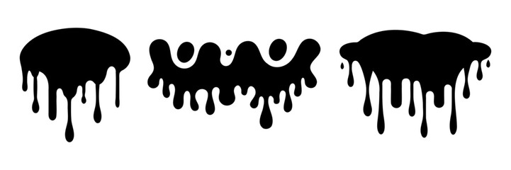 Silhouette of flowing down paint. Paint Dripping. Vector illustration on white background, isolated.