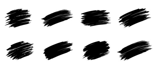 Set of black paint, brush stroke. Dirty artistic design element on white background. Vector illustration - obrazy, fototapety, plakaty