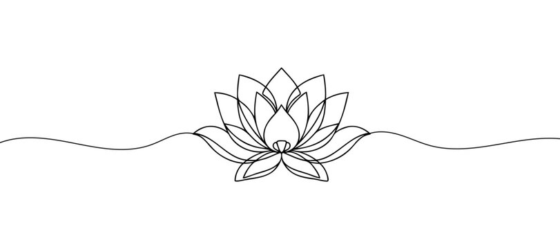 recommend clip art: Lotus flower isolated on white background. Continuous one line drawing