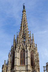 Fototapeta na wymiar Barcelona, Spain: The Cathedral of the Holy Cross and Saint Eulalia, in the evening light