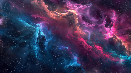 Fantasy Art Depicting Universe Nebula in Blues, Pinks, and Purples