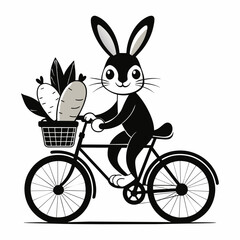 friendly-lop-rabbit-on-a-classic-cruiser-bicycle - obrazy, fototapety, plakaty