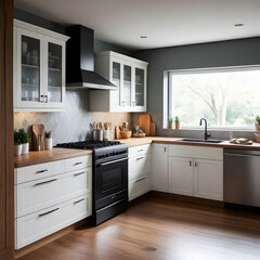 Elegant kitchen design with modern, elegant furniture
