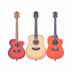 guitar vector flat style on white background background .Generative AI