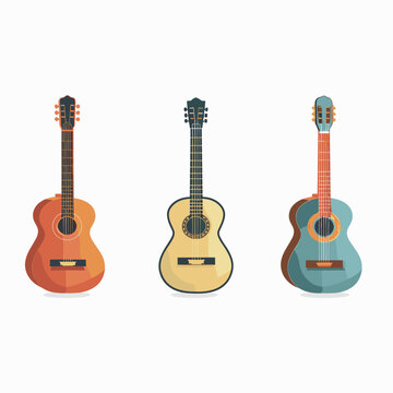 guitar vector flat style on white background background .Generative AI