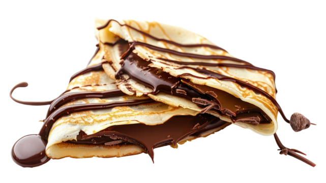 PNG Chocolate crepe pancake food white background.