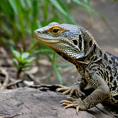 Obraz premium (Varanus bengalensis)monitor lizard, Varanus bengalesis in water