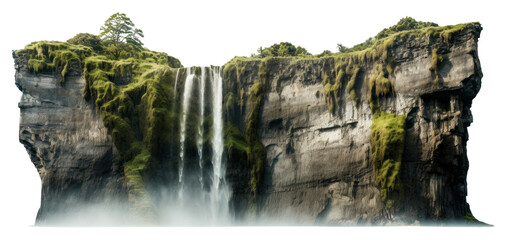PNG Cliff of waterfall landscape nature outdoors. - obrazy, fototapety, plakaty