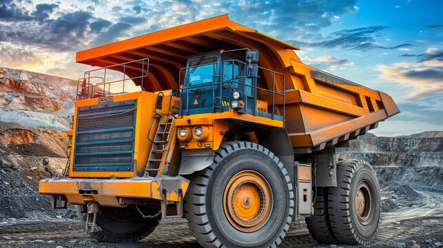 Large yellow anthracite coal mining truck in efficient open pit operation for productivity