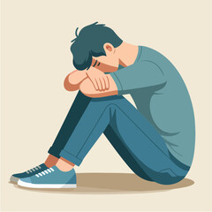 cute logo sad man cartoon illustration