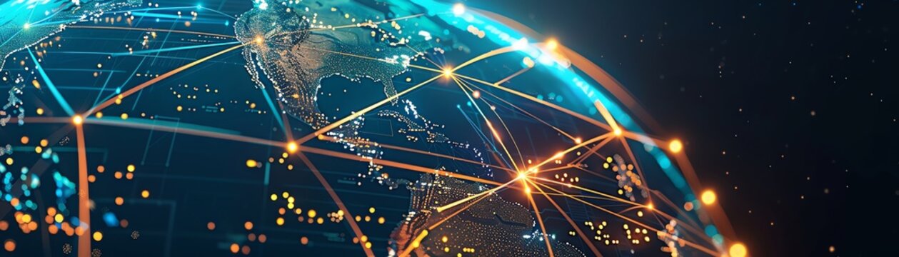 Global sustainability goal visualized as a digital globe with nodes connecting sustainability efforts, a united and collaborative mission, global and inclusive, 