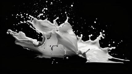 white milk splash on a black background