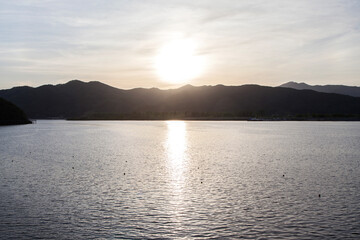 View of the sunset at the lakeside