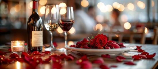 A Table for Romance: Cozy Corner in an Elegant Restaurant for a Romantic Dinner