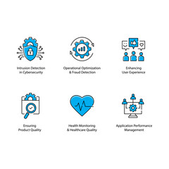 Anomaly Detection AI Vector Icon Design Set Enhancing Security Measure