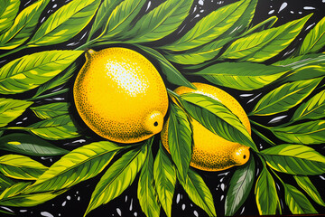 Banner consisting from traditional species lemon with leaves for celebration holiday sukkot, Ai generated - obrazy, fototapety, plakaty