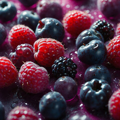 Colorful Pile of Fresh Berries - Healthy and Delicious Superfood Collection
