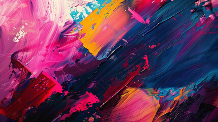 Vivid and contrasting paint strokes creating a dynamic and energetic background. - obrazy, fototapety, plakaty