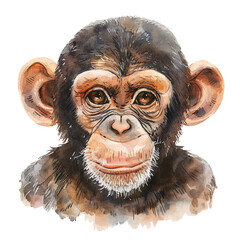 monkey head vector illustration in watercolour style