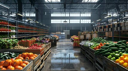 A realistic large vegetable warehouse. hyper-realistic - obrazy, fototapety, plakaty