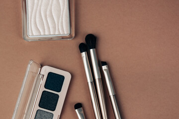Set of cosmetics on a white background. Tools of a Make-Up Artist.