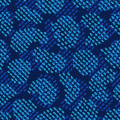 Blue seamless pattern with hand drawn dash lines. Abstract print - 786341861