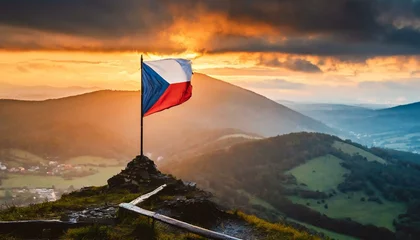  The Flag of Czechia On The Mountain. © Daniel